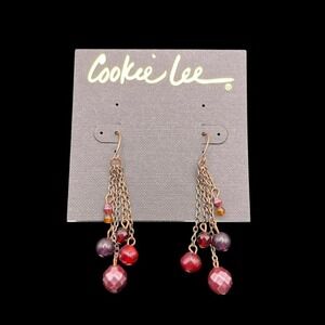 Beaded Multi Strand Dangle Earrings Boho Hippie Copper Tone Earthy Romantic VTG